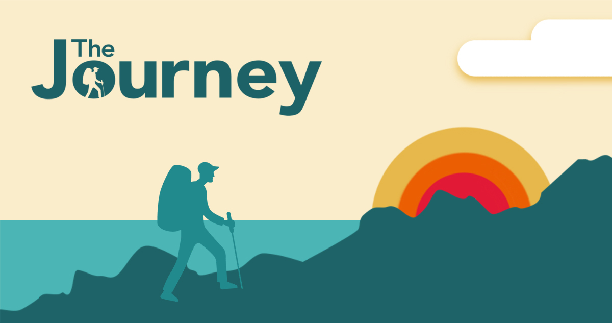 Graphic of person climbing a mountain